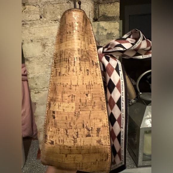 ANNE KLEIN Metallic Cork Lacey Satchel Hand Bag Faux Leather Gold. - Picture 5 of 12